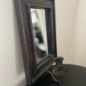 Black wooden Primitive candle holder for wall